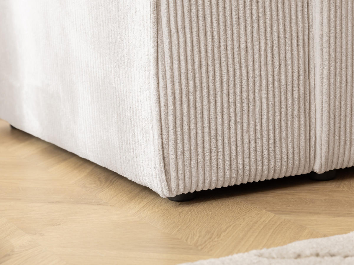 ECKSOFA Rivio mit Schlaffunktion und Bettkasten, Cordstoff Beige - Beige/Schwarz, Holz/Kunststoff (262/149cm) - S-Style
