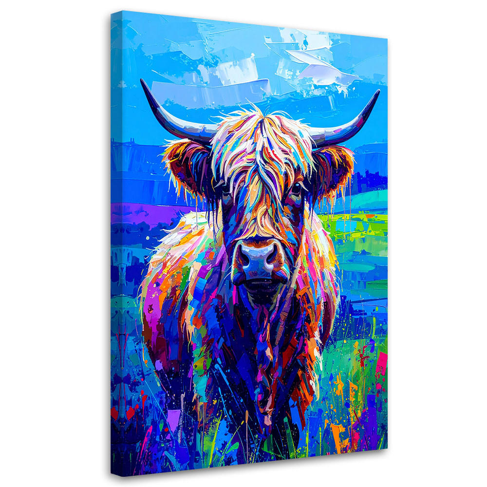 LEINWANDBILD Schottische Kuh Abstrakt 80x120cm - Multicolor, Textil (80/120cm) - Feeby