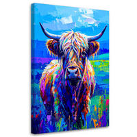 LEINWANDBILD Schottische Kuh Abstrakt 80x120cm - Multicolor, Textil (80/120cm) - Feeby