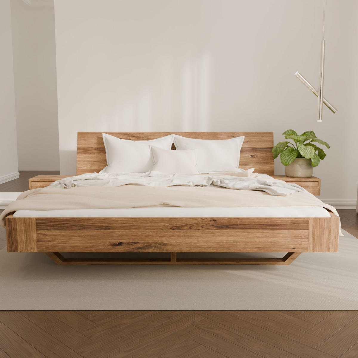 SCHWEBEBETT 180/220 cm aus Wildeiche - Braun, Holz (180/220cm) - MeinMassivholz
