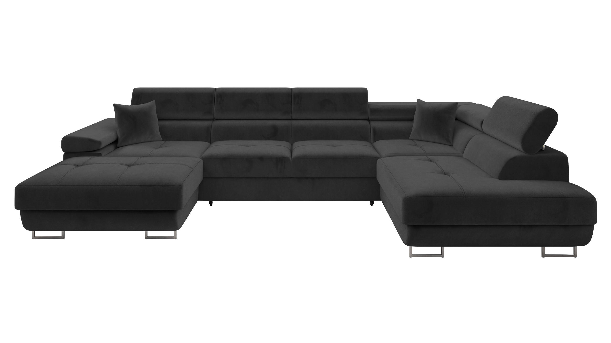 WOHNLANDSCHAFT Torezio Bis, Seite: Rechts - Schwarz, Holz/Textil (346/90/203cm) - MIRJAN24