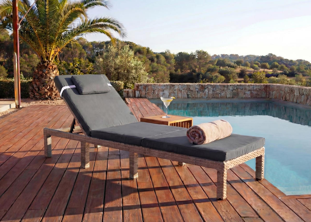 SONNENLIEGE Grau, Grau - Grau, Kunststoff (60/71/198cm) - MCW