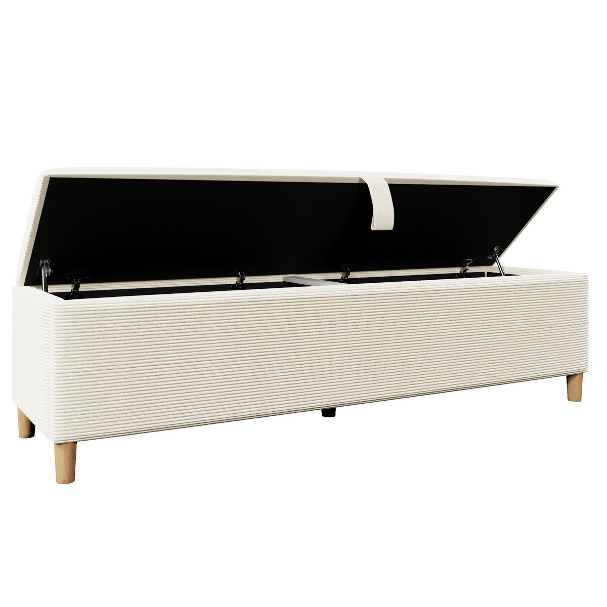POLSTERBETT mit LED-Beleuchtung 140/200 cm mit Bettbank und Stauraum - Beige, Textil (140/200cm) - BEAOK