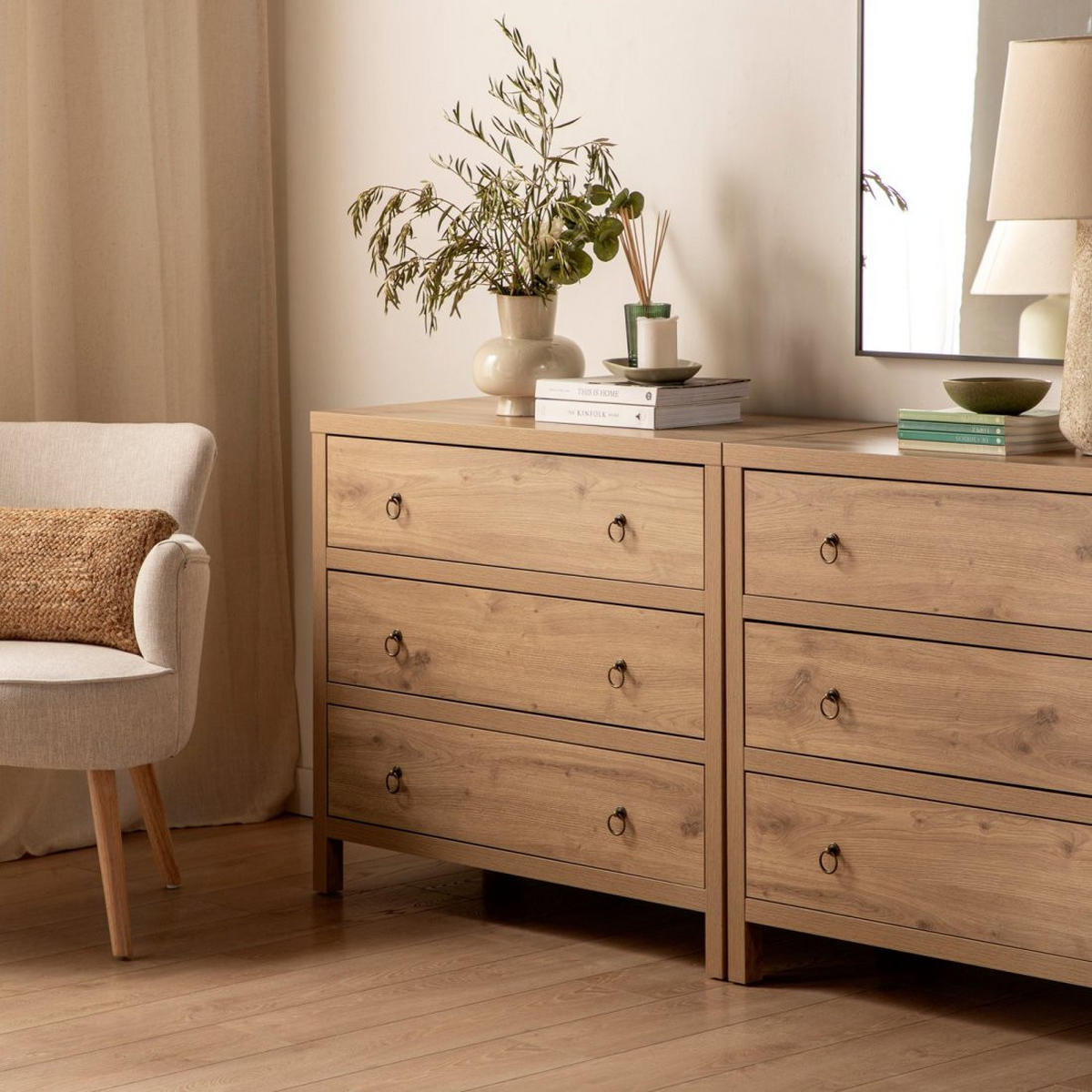 KOMMODE MIT SCHUBLADEN Livorno Natürlich 100 cm x 85 cm - Naturfarben, Holzwerkstoff (100/85/45cm) - Klast Home