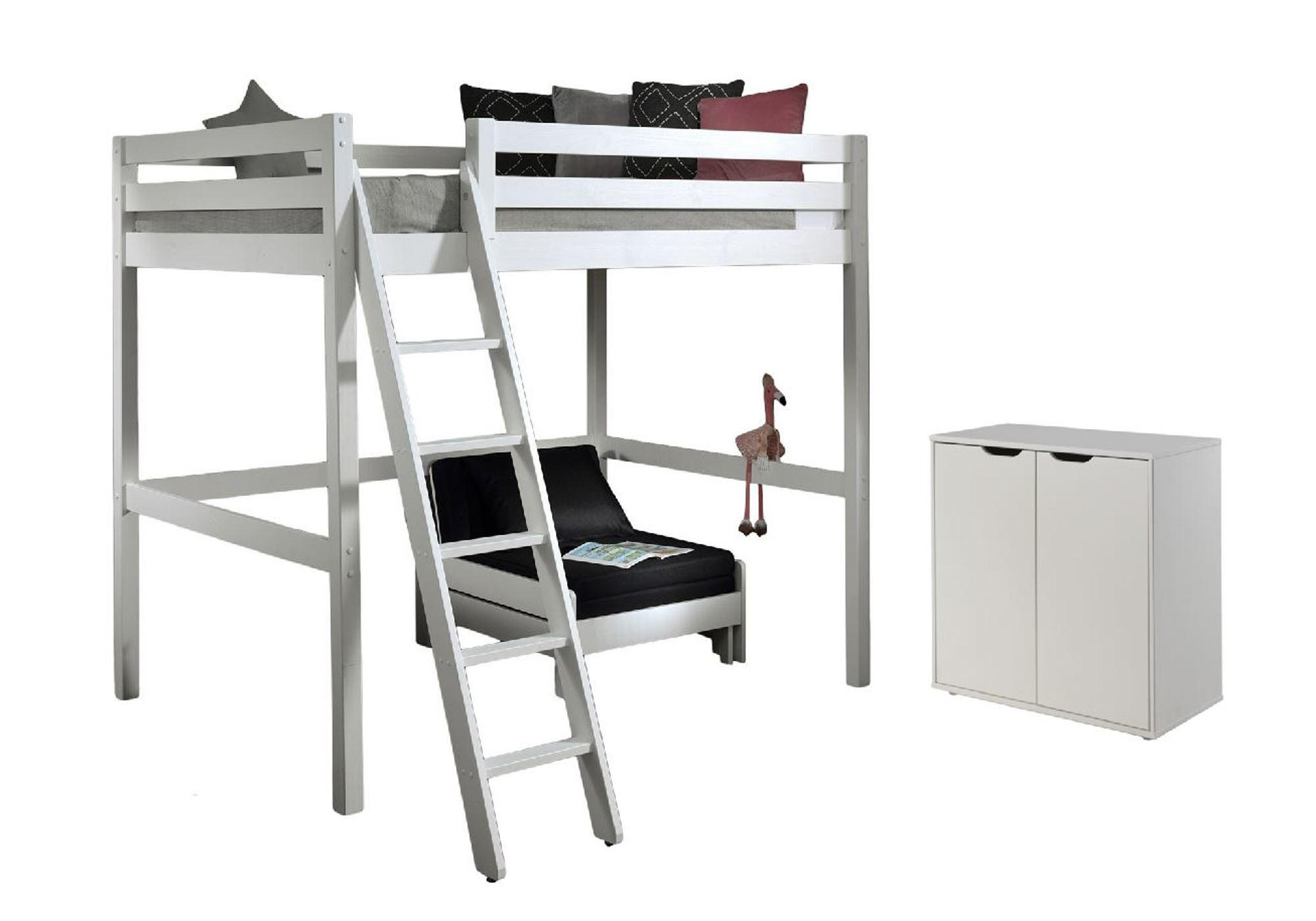 HOCHBETT Katheryn 209x190x215 mit Kommode und Bettsessel Holz Weiß - Weiß, Holz (140/200cm) - 58aufmkessel