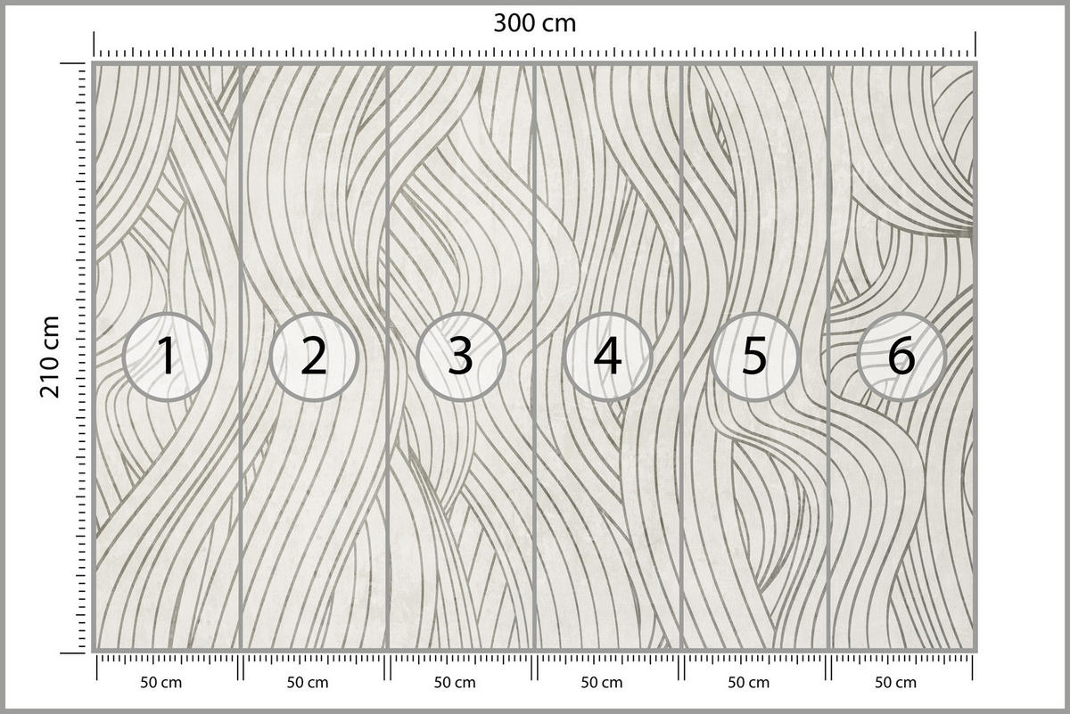FOTOTAPETE Abstraktion Wellenmuster Retro Grau Minimalismus Dynamik 300x210 - Beige, Papier (300/210cm) - Muralo