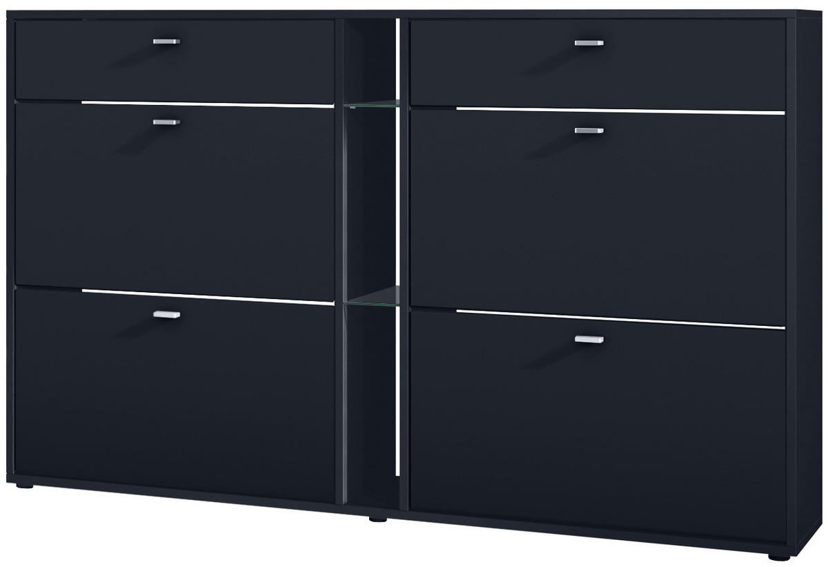 SCHUHSCHRANK Today Fronten in Schwarz matt - Schwarz, Holzwerkstoff (155.5/95/28cm) - Vladon