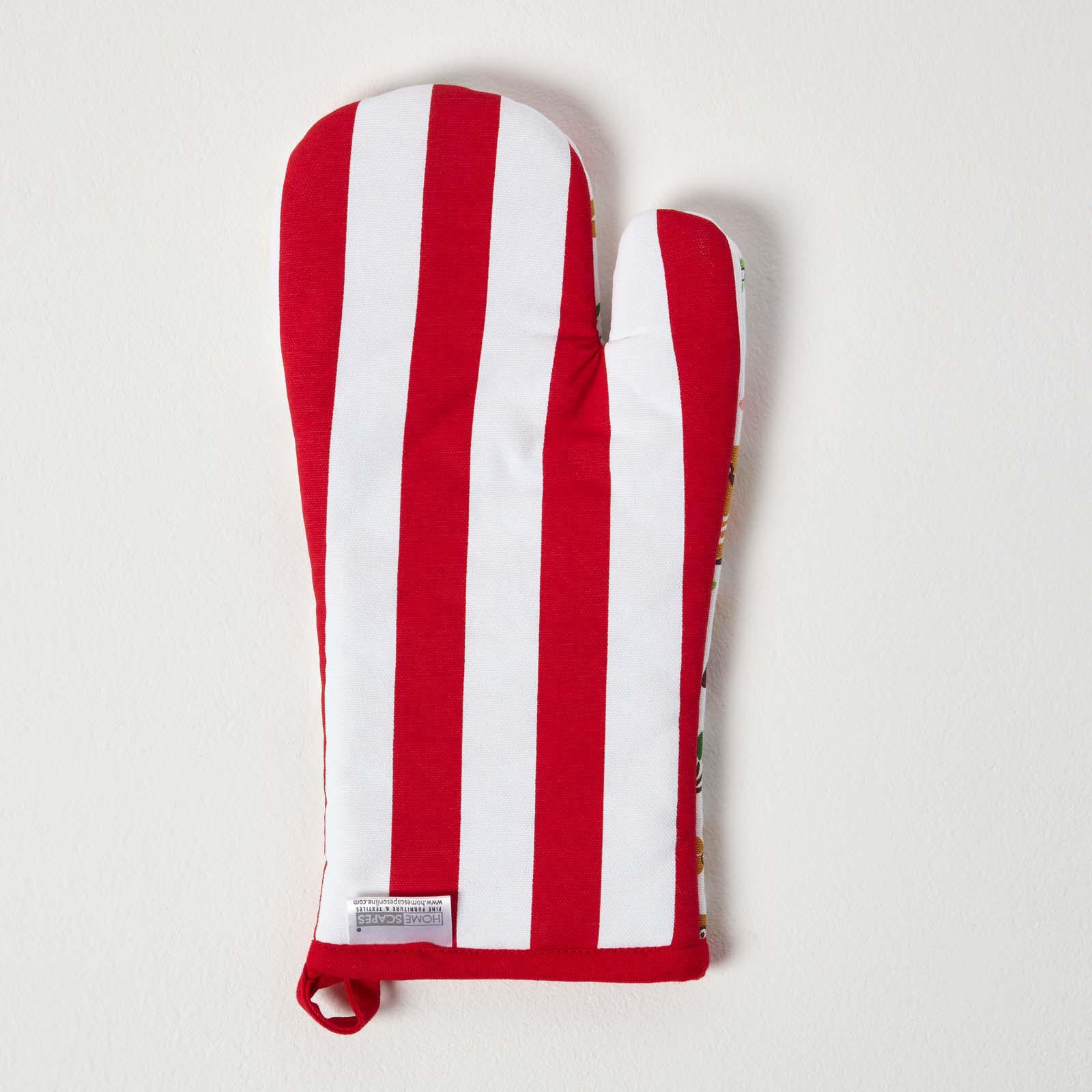 OFENHANDSCHUH Eulen 18/32 cm, Baumwolle wattiert - Rot, Textil (18/32cm) - Homescapes