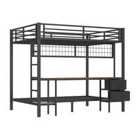 HOCHBETT 90x200 und 140x200cm Mit 7-farbiger LED-Leiste, USB-Anschluss, ohne Matratze, schwarz - Schwarz, Metall (140/200cm) - KOMHTOM