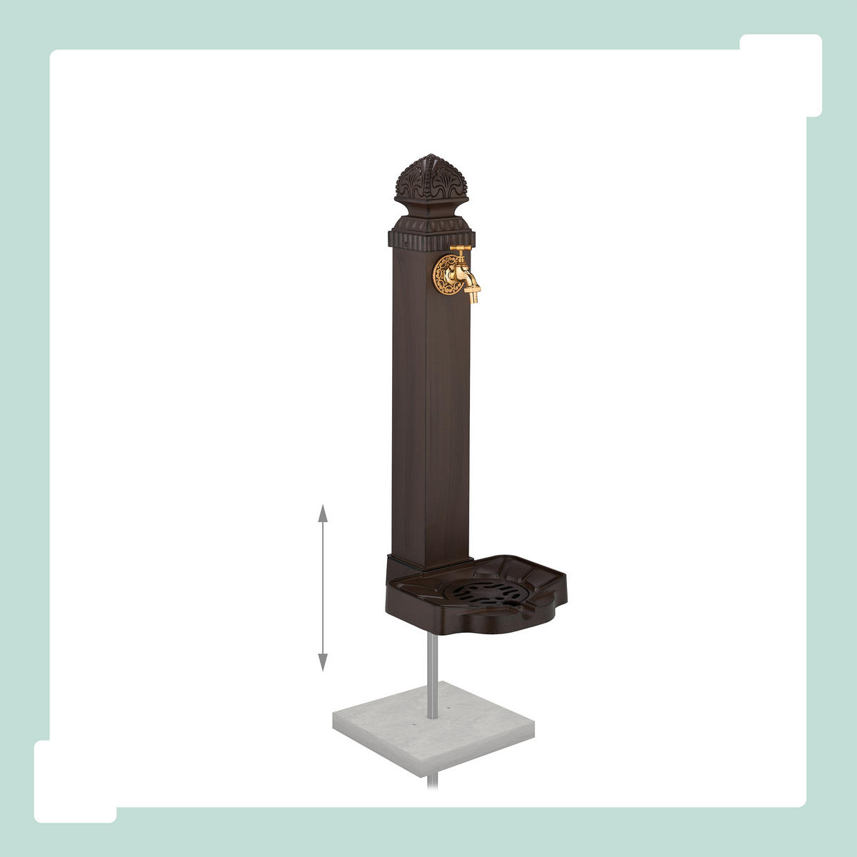 STANDBRUNNEN - Dunkelbraun, Metall (33.5/29/77cm) - Relaxdays