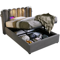 POLSTERBETT 90/200 cm Grau aus Samt mit USB und Leselicht - Grau, Textil (90/200cm) - OKMYHOME