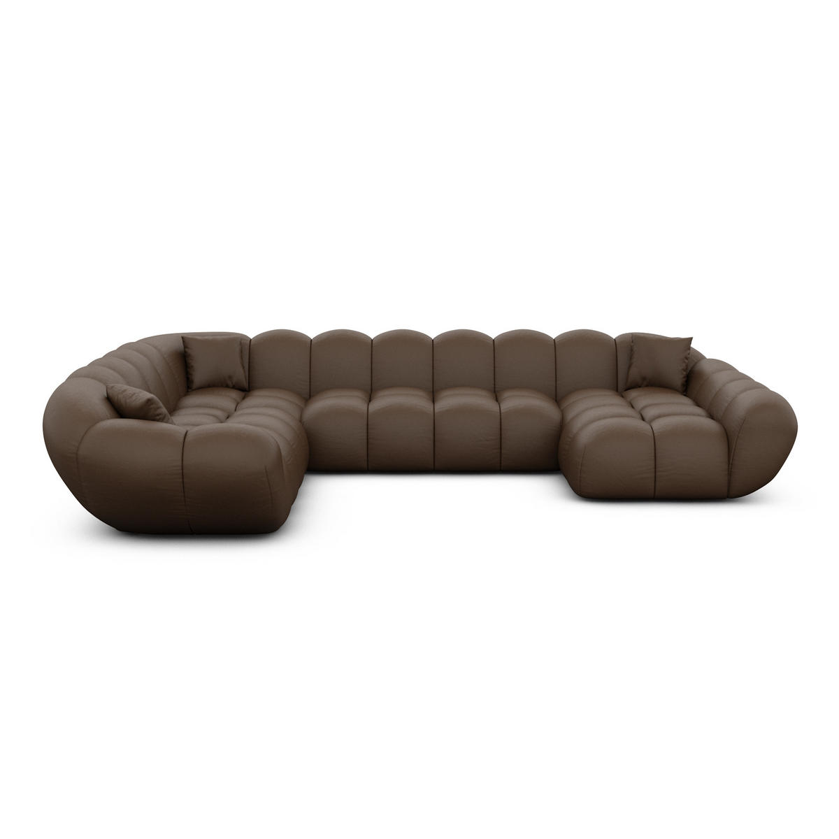 WOHNLANDSCHAFT Liva Dunkelbraun Kunstleder U-Form XXL Rechts - Dunkelbraun, Kunststoff (258/70/323cm) - VAROYAL