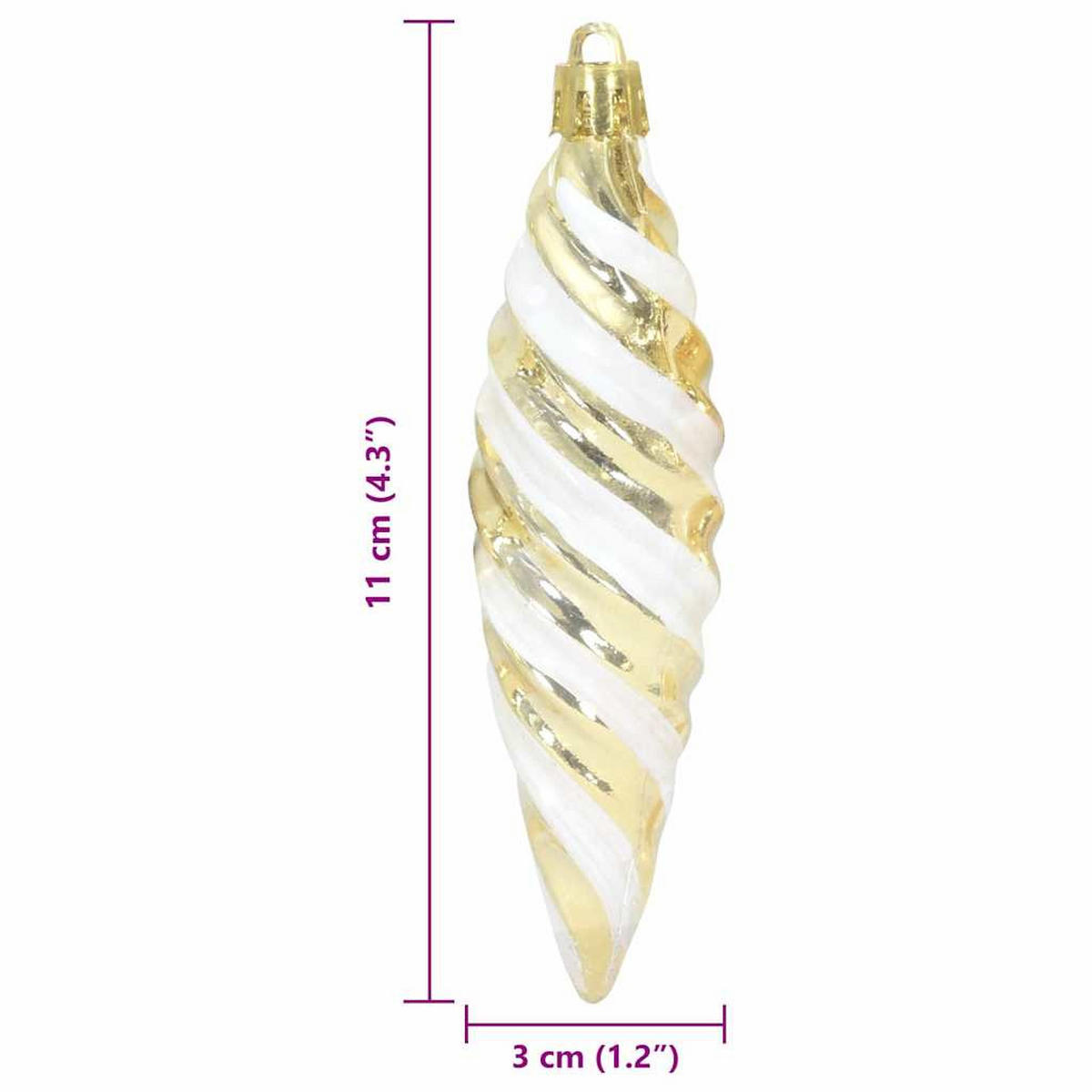 WEIHNACHTSKUGEL Spiralenform 40 -teilig 3/11 cm Gold Kunststoff - Goldfarben, Kunststoff (3/11/3cm) - vidaXL