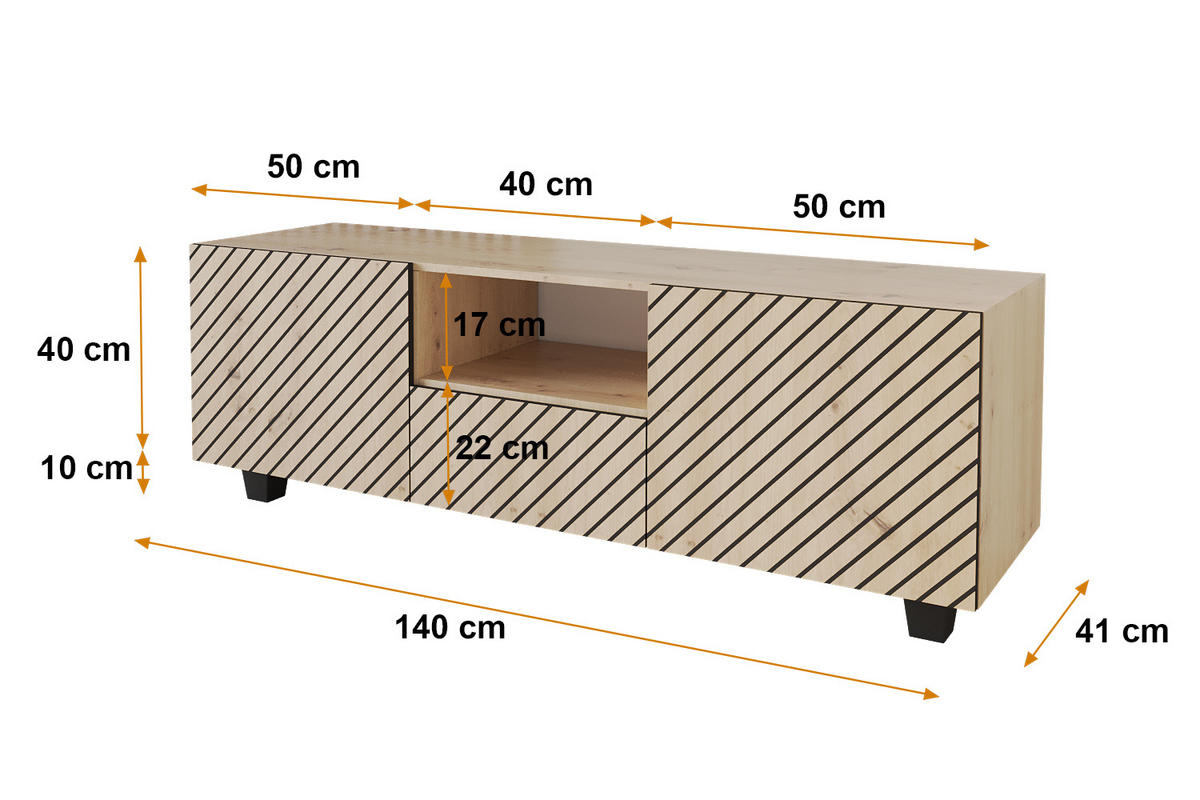 LOWBOARD SENI-S 140x50x41 cm - Artisan - Schwarz/Eiche Artisan, Holzwerkstoff (140/50/41cm) - ALTDECOR