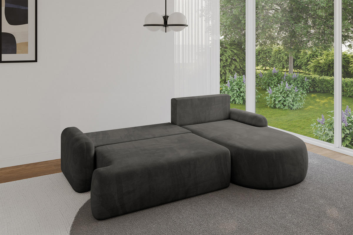 ECKSOFA mit Schlaffunktion und Bettkasten LIRA-L - 264x172x89 Dunkelgrau - Dunkelgrau, Holzwerkstoff/Textil (172/264cm) - ALTDECOR