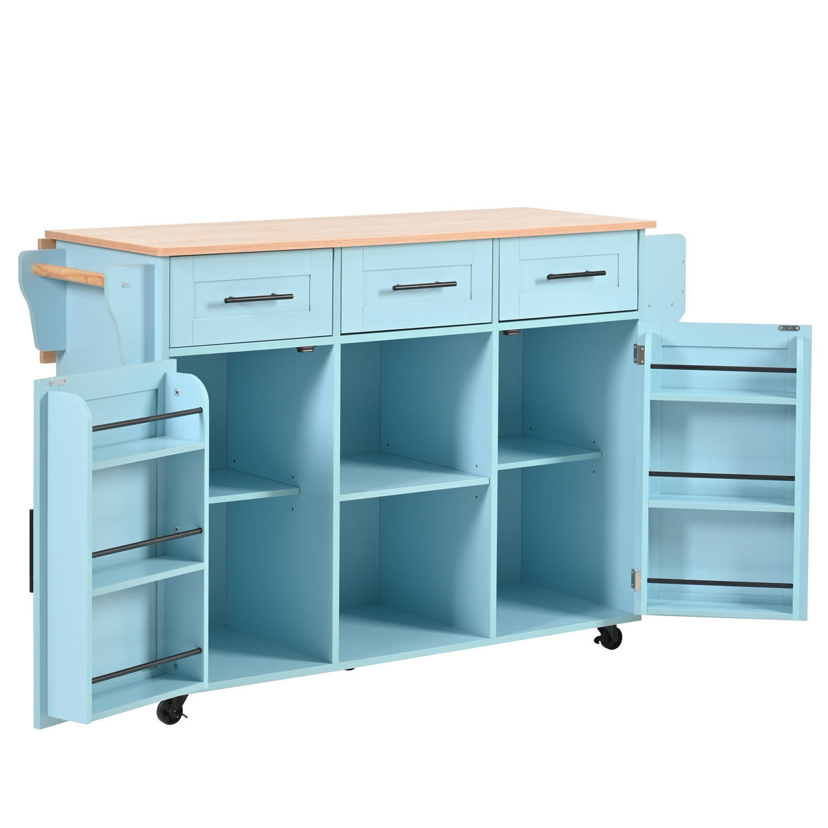 KÜCHENINSEL DE-41356 139/46-71/91,5 cm, klappbare Arbeitsplatte Blau - Blau, Holzwerkstoff (139/91.5/46cm) - ComfortXL