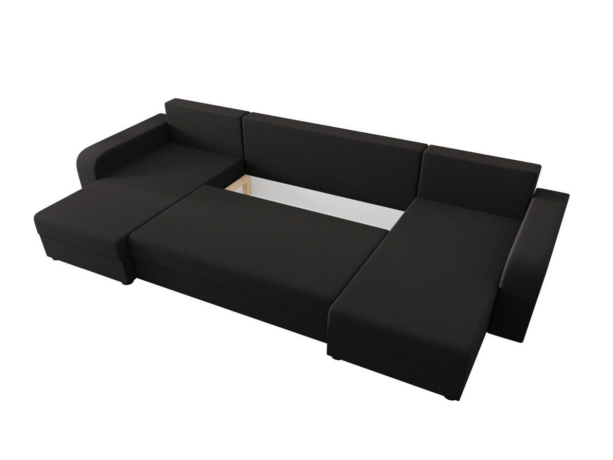 WOHNLANDSCHAFT HEWLET U BIS Sawana 05 mit Schlaffunktion - Schwarz, Textil (305/90/140cm) - Bedante