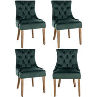 WOHNZIMMERSTUHL 4er Set Samt dunkelgrün - Dunkelgrün/Naturfarben, Holz/Textil (55/92/58cm) - CLP