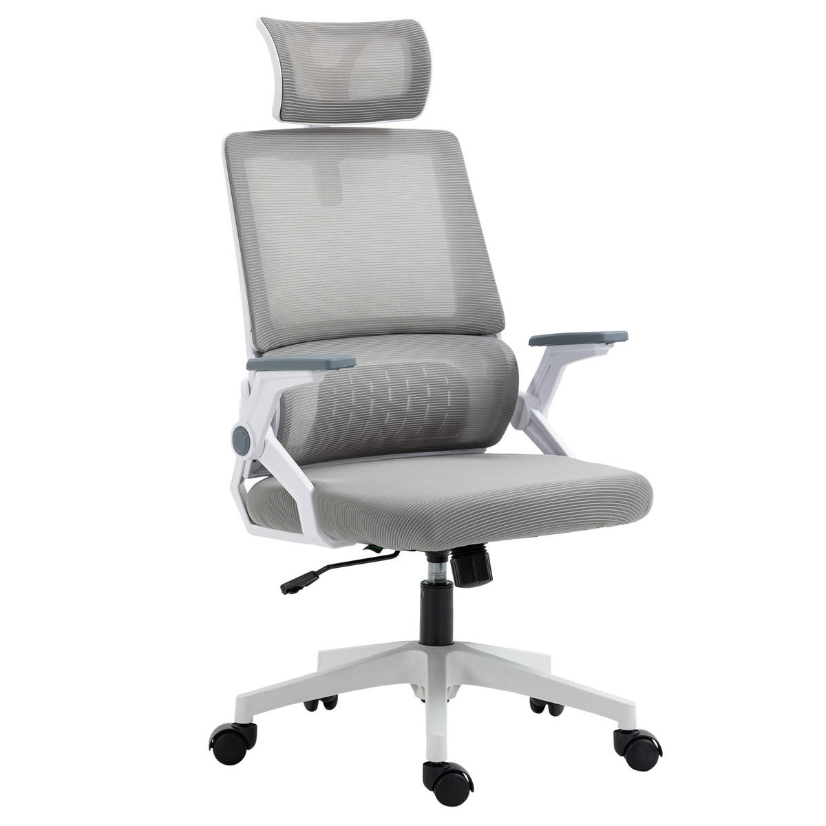 BÜROSTUHL DE-05139 Höhenverstellbar mit Kopf- & Lendenstütze Schwarz - Grau, Metall (61/121.5/60cm) - ComfortXL