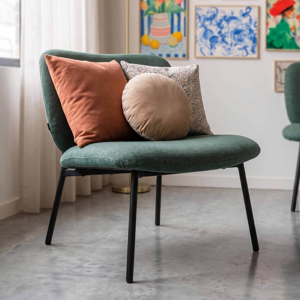 RELAXSESSEL 2-tlg., Grün - Grün, Textil/Metall (73/75/65cm) - Oviala