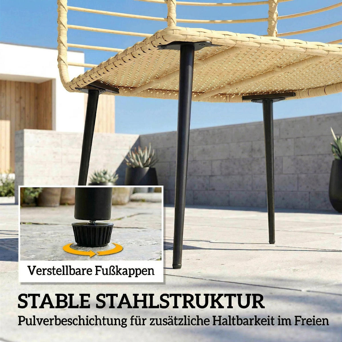 RATTAN-STUHL Beige 76.0/65.0/147.0cm - Beige, Kunststoff (65/147/76cm)