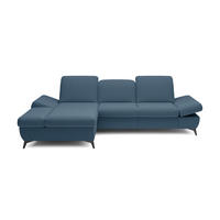 ECKSOFA FELICE L-S Dunkelblau Geflochtener Stoff mit Schlaffunktion - Dunkelblau, Holz (284/166cm) - MASSENO