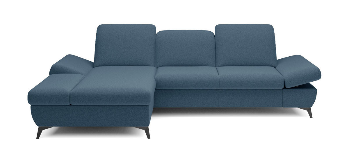 ECKSOFA FELICE L-S Dunkelblau Geflochtener Stoff mit Schlaffunktion - Dunkelblau, Holz (284/166cm) - MASSENO