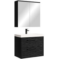 BADMÖBEL-SET Etna 3 Teile Schwarz Matt - 60 x 35 x 51 cm - Schwarz, Holz (60/53/35cm) - Badplaats