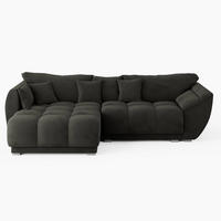 ECKSOFA LARGO Links Dunkelgrau Velours-Stoff L-Form Couch mit Schlaffunktion & Bettkasten - Dunkelgrau/Schwarz, Holz (180/285cm) - Barchello