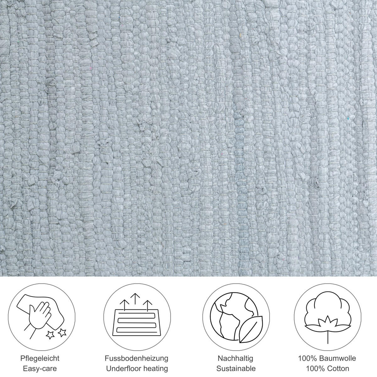 FLECKERLTEPPICH Chindi 90x160 cm - Grau, Textil (90/160cm) - Rug and Roll