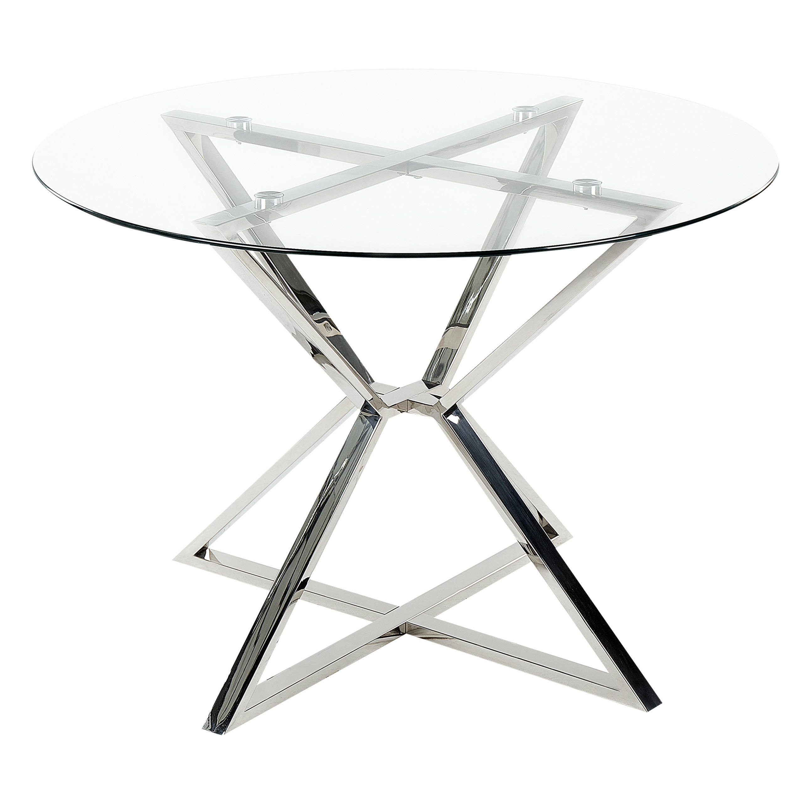 ESSTISCH 105/75 cm Transparent, silberfarben Rund Bosco - Transparent, Glas (105/105/75cm) - Beliani