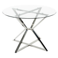 ESSTISCH 105/75 cm Transparent, silberfarben Rund Bosco - Transparent, Glas (105/105/75cm) - Beliani