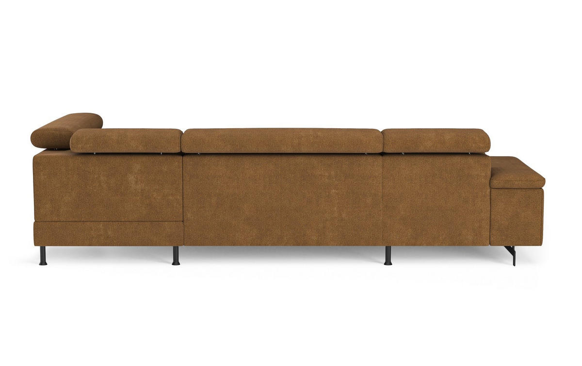WOHNLANDSCHAFT mit Schlaffunktion und Bettkasten, Orlando-Stoff - Cognac/Schwarz, Kunststoff/Textil (215/81/328cm) - Cotta