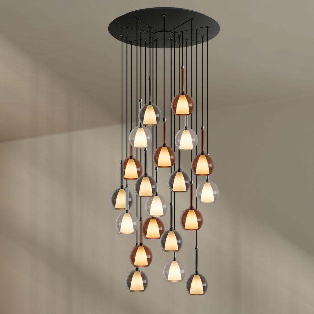 GALERIELEUCHTE Belluna 20-flammig Mehrfarbig Ø 14cm - Multicolor, Glas (14/14/35cm) - s.luce
