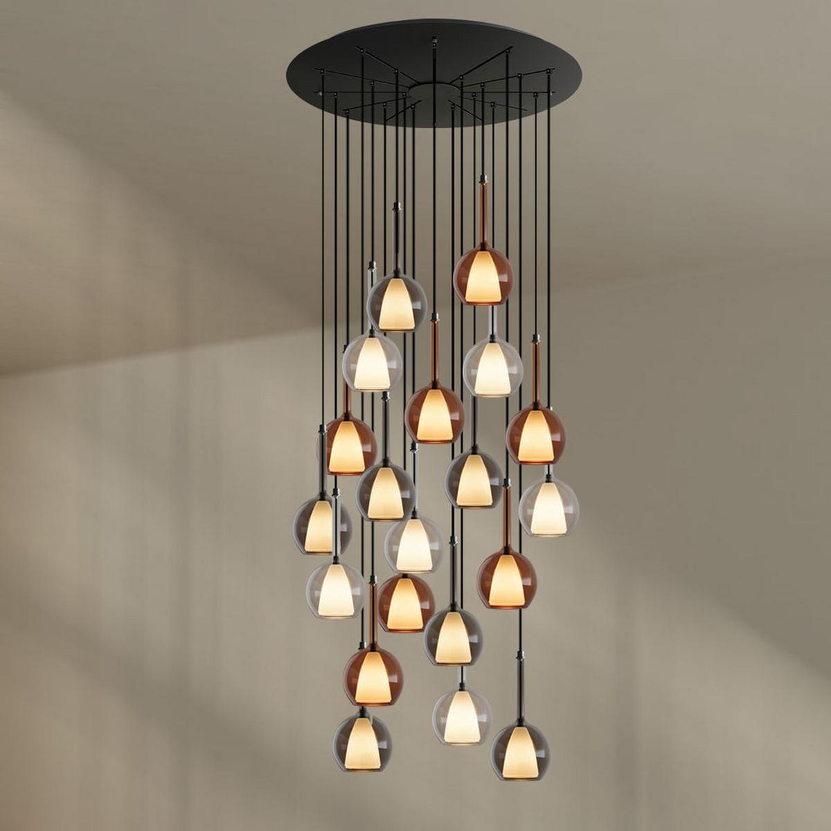 GALERIELEUCHTE Belluna 20-flammig Braun Ø 14/24cm - Braun, Glas (24/24/45cm) - s.luce