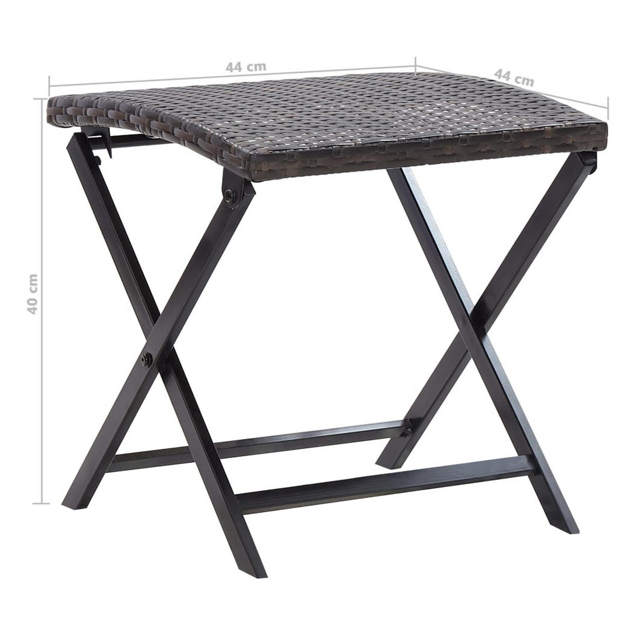 KLAPPHOCKER Poly Rattan Braun - Braun, Kunststoff (44/40/44cm) - vidaXL
