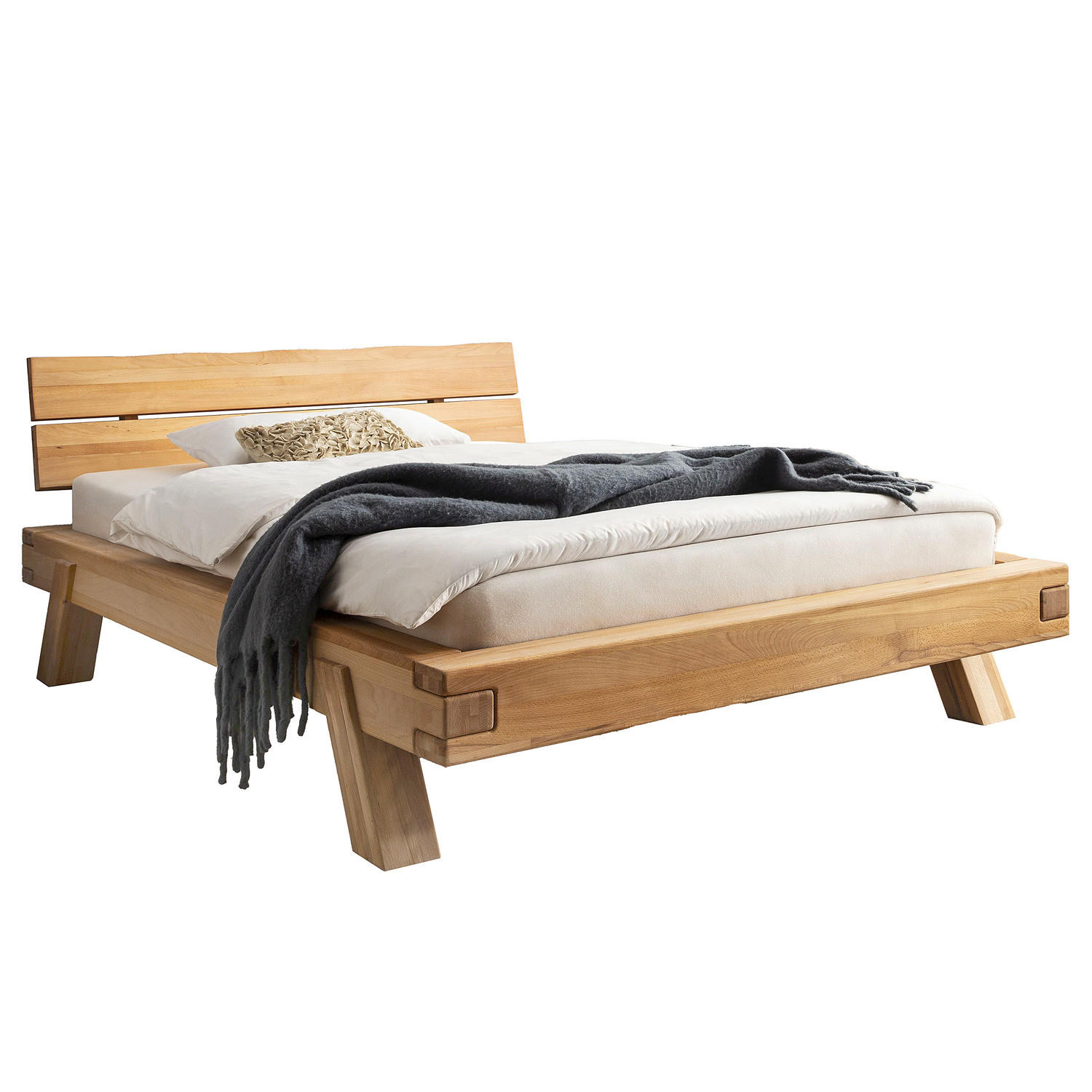 MASSIVHOLZBETT - Buche massiv - Buchefarben, Holz (180/200cm) - home24