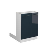 KÜCHENINSEL Fame-Line Dunkelblau Hochglanz 60 cm ohne AP - Dunkelblau/Weiß, Holzwerkstoff (60/82/30cm) - Vicco