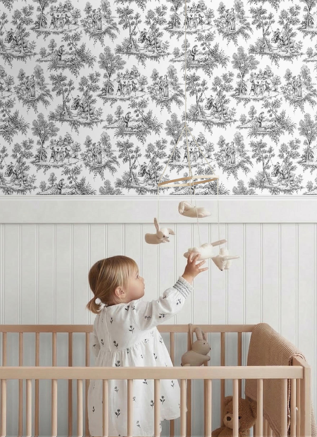 TAPETE Toile de Jouy 53 cm x 10.05 m - Schwarz, Papier (53/1000cm) - ESTAhome