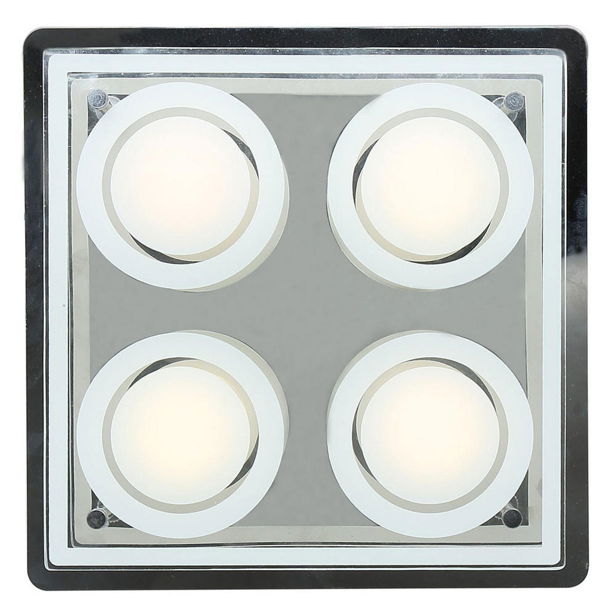 LED DECKENLEUCHTE Glas Silber 4 Flammig - Silberfarben, Glas (26/26/8.5cm) - Globo Lighting