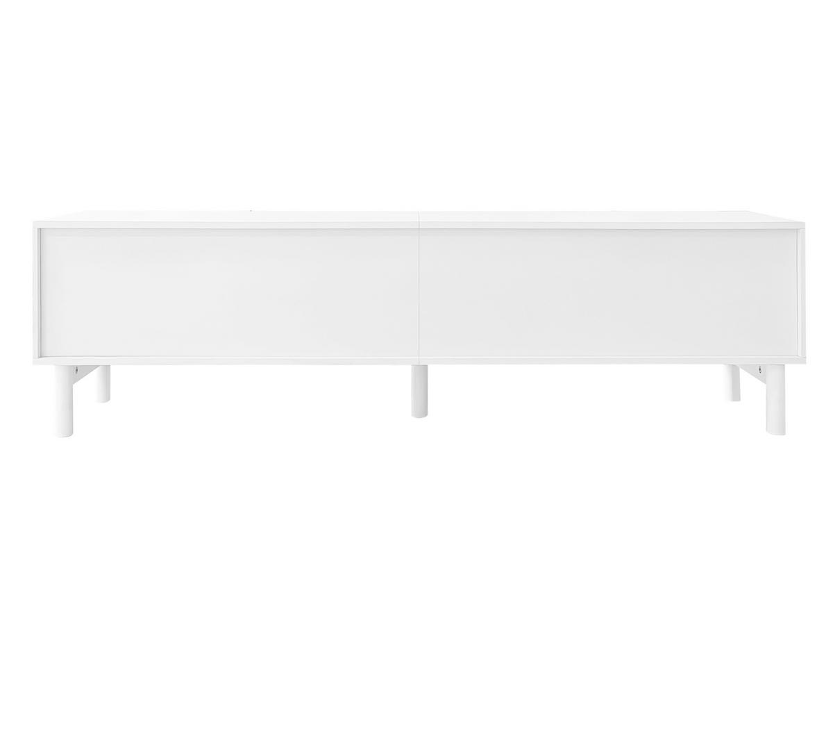 TV stolek 169/34/45,5 cm s bezúchytkovými dvířky a úložným prostorem, Bílá - bílá, kompozitní dřevo (169/45.5/35cm) - Redom
