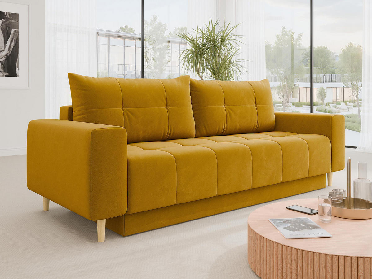 SCHLAFSOFA Santi - Gelb, Holz/Textil (244/88/96cm) - MIRJAN24