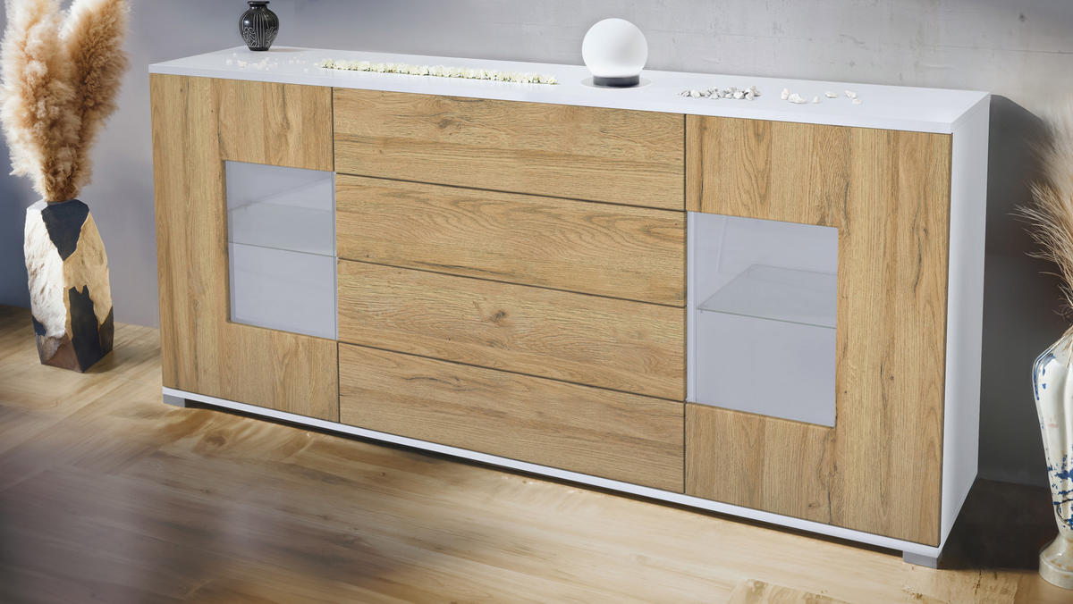 SIDEBOARD Grömitz Eiche Natur - Eichefarben, Holzwerkstoff (166.5/75.5/35cm) - Vladon