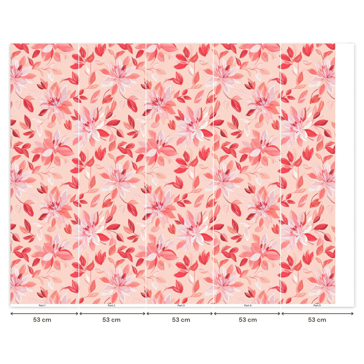 TAPETE - Botanisch - Blumen - Rot - 240x200 cm - Koralle, Papier (240/200cm) - OnlyWow