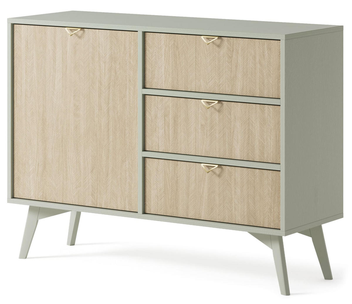 KOMMODE - Abeto Grün SD106 - Eichefarben/Grün, Holz (106/80/38cm) - Möblo