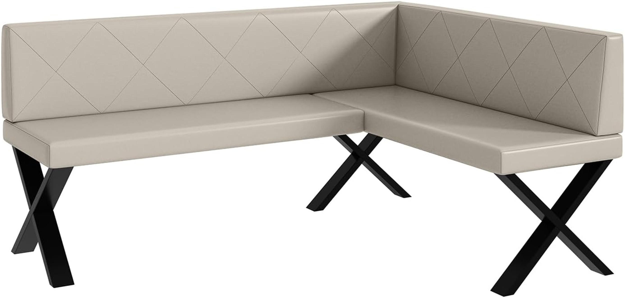 ECKBANK ERIC_X - Beige, Leder (128/168cm) - Meblini