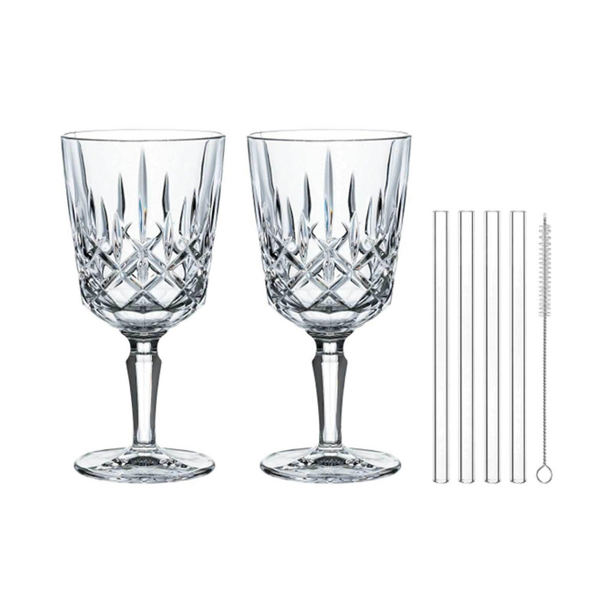 COCKTAILGLÄSER MIT GLASTRINKHALMEN Noblesse transparent 355 ml 2er Set - Transparent, Glas (0.355L) - Nachtmann
