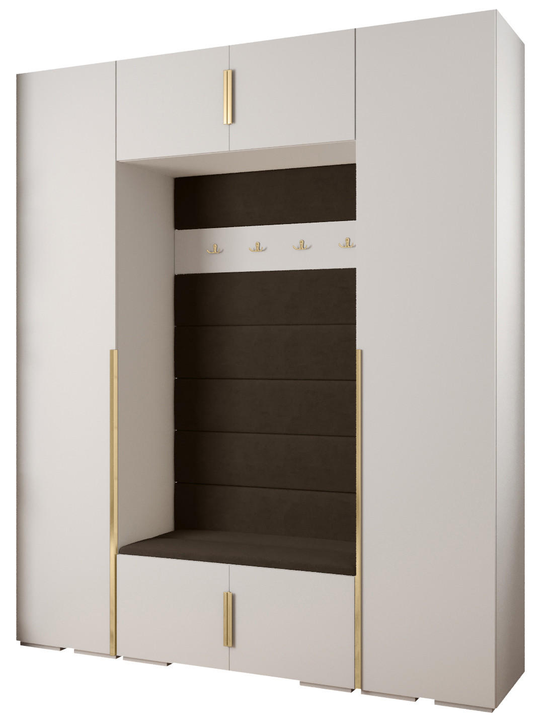 GARDEROBEN-SET 236,7/200/47 - Goldfarben/Weiß, Holz/Kunststoff (200/236.7/47cm) - Abiks Möbel