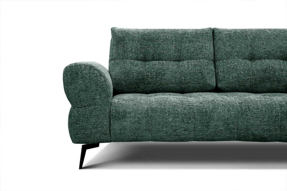 ECKSOFA SALVINI 5-Sitzer, smaragdgrün - Smaragdgrün/Schwarz, Holzwerkstoff/Textil (292/158cm) - Courtois Laville