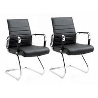 BESUCHERSTUHL OFFICE COMFORT 2er Set LB Kunstleder Schwarz - Silberfarben/Schwarz, Textil/Metall (56/94/64cm) - SVITA